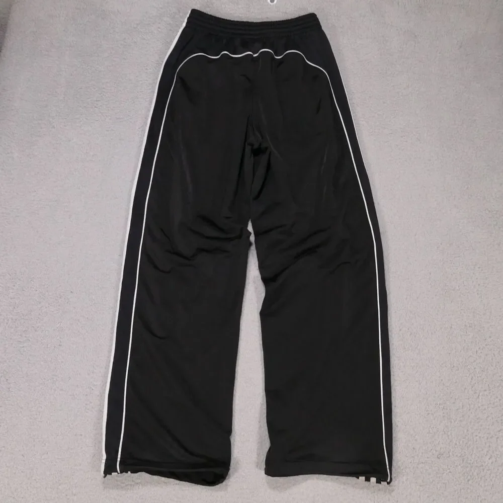 Adidas Track Pants Black/White 3 Stripe Hip Hop y2k Baggy Skate Size S (30x29)